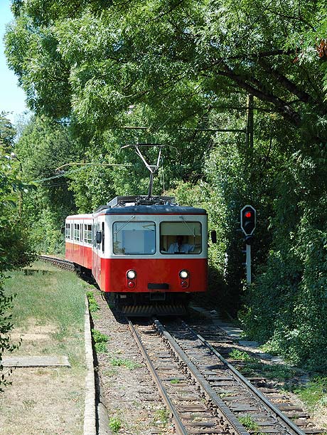 Rack railway coming to the end station in Budapest 