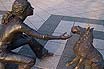 Girl With Dog Statue In Budapest 